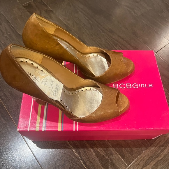 BCBG Rugged Patent Leather Peeptoe Heels - Picture 5 of 5